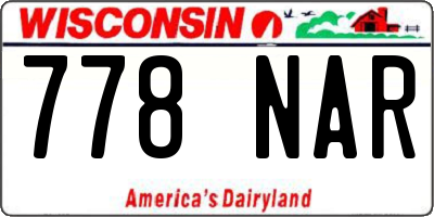 WI license plate 778NAR