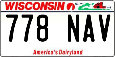 WI license plate 778NAV