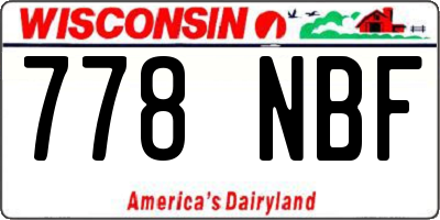 WI license plate 778NBF