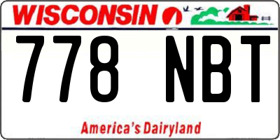 WI license plate 778NBT