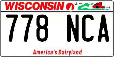 WI license plate 778NCA