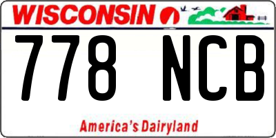 WI license plate 778NCB