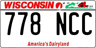WI license plate 778NCC