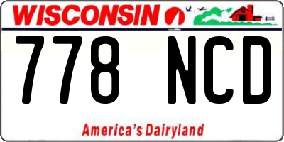WI license plate 778NCD