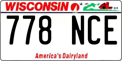 WI license plate 778NCE