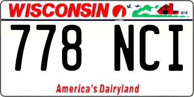 WI license plate 778NCI