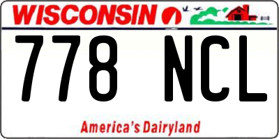 WI license plate 778NCL