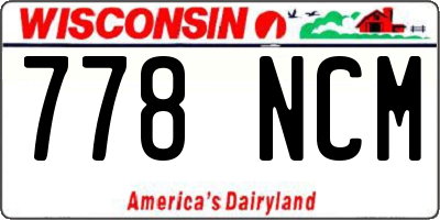 WI license plate 778NCM
