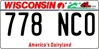 WI license plate 778NCO