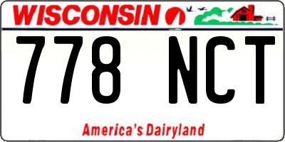 WI license plate 778NCT