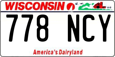 WI license plate 778NCY