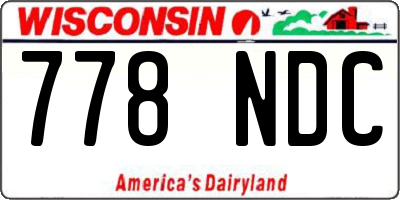 WI license plate 778NDC