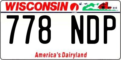 WI license plate 778NDP