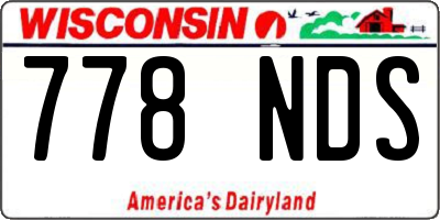 WI license plate 778NDS