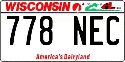 WI license plate 778NEC