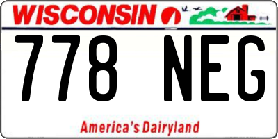 WI license plate 778NEG
