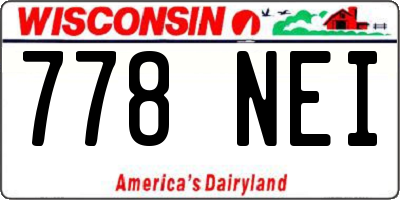 WI license plate 778NEI