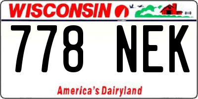 WI license plate 778NEK