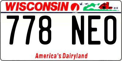 WI license plate 778NEO