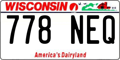 WI license plate 778NEQ