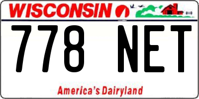 WI license plate 778NET