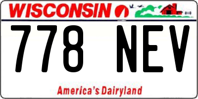 WI license plate 778NEV