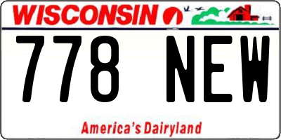 WI license plate 778NEW