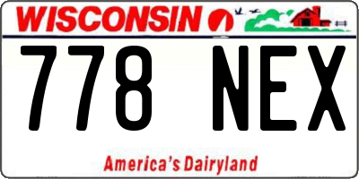 WI license plate 778NEX