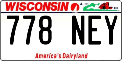 WI license plate 778NEY