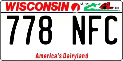 WI license plate 778NFC