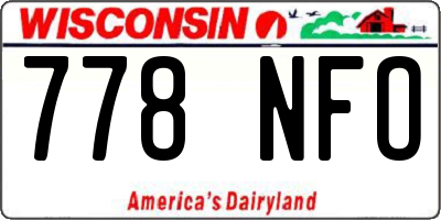 WI license plate 778NFO