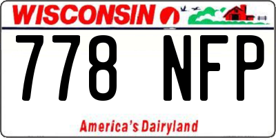 WI license plate 778NFP