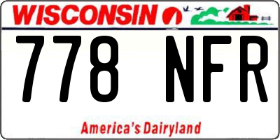 WI license plate 778NFR
