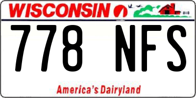 WI license plate 778NFS
