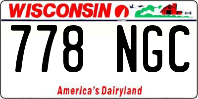 WI license plate 778NGC