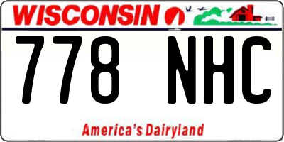 WI license plate 778NHC