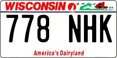 WI license plate 778NHK