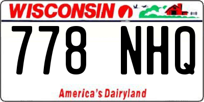 WI license plate 778NHQ