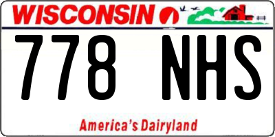 WI license plate 778NHS