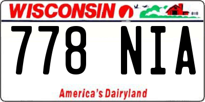 WI license plate 778NIA