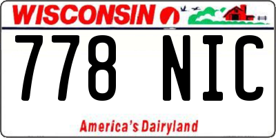 WI license plate 778NIC