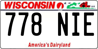 WI license plate 778NIE