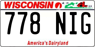 WI license plate 778NIG