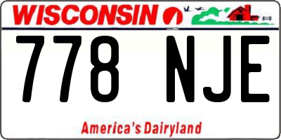 WI license plate 778NJE