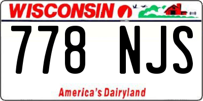 WI license plate 778NJS