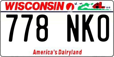 WI license plate 778NKO