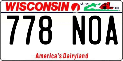 WI license plate 778NOA