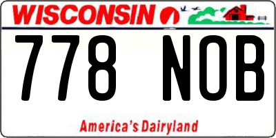 WI license plate 778NOB