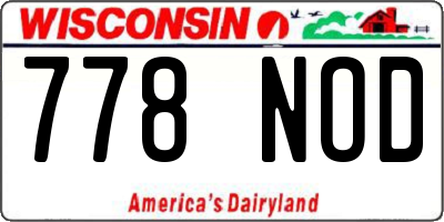 WI license plate 778NOD