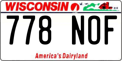 WI license plate 778NOF